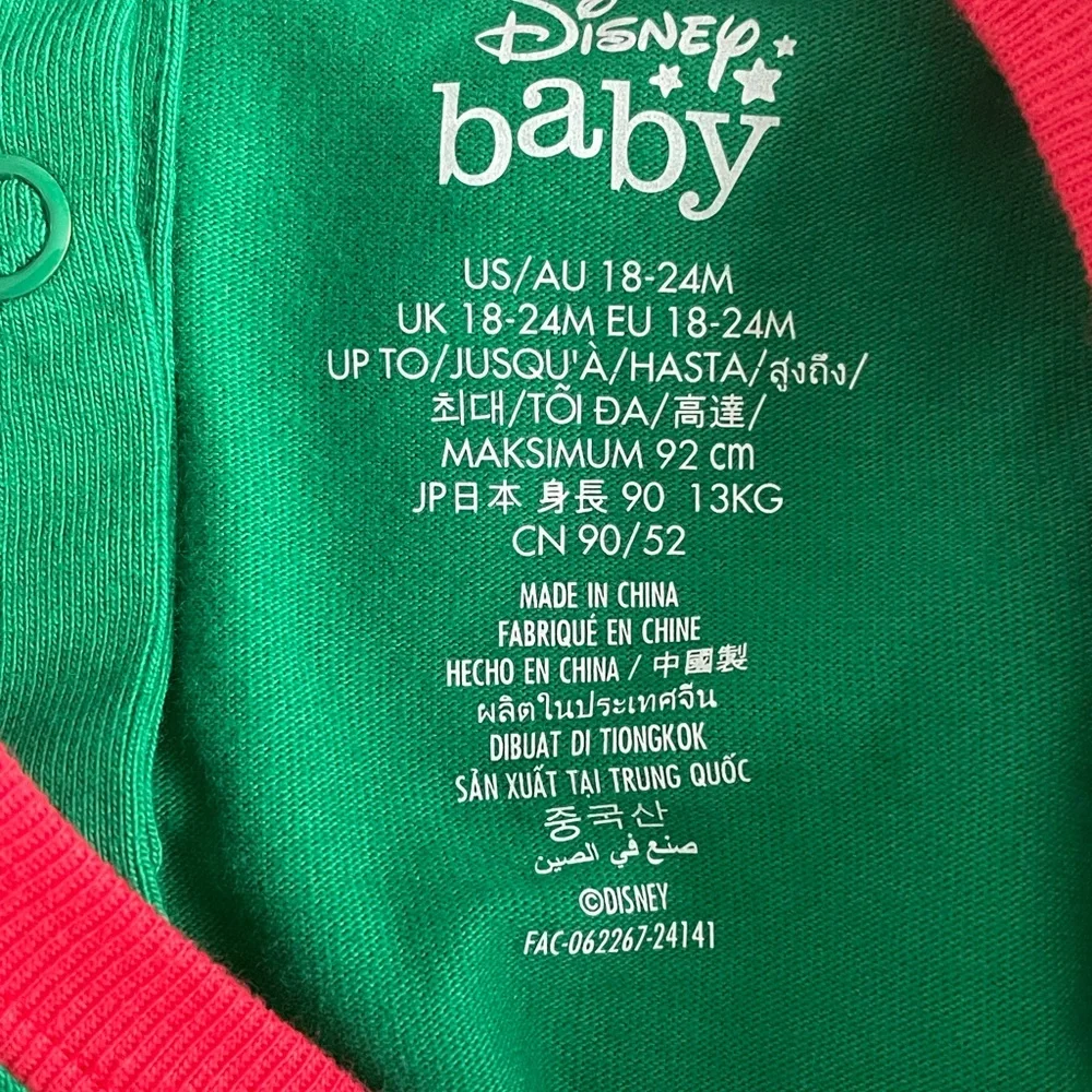 NEW Walt Disney Parks Infant & Toddler Mickey Mouse Elf‎ Pajamas w/ Ears Hat